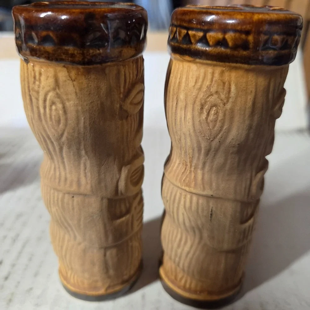 Vintage PMP Paul Marshall Products Tiki Salt & Pepper Shakers, 4 5/8